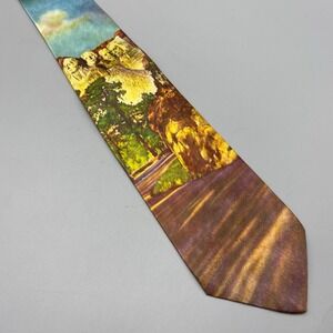 Crest of Glory Color Photo Neck Tie Mount Rushmore Penney's Towncraft‎ 50s
